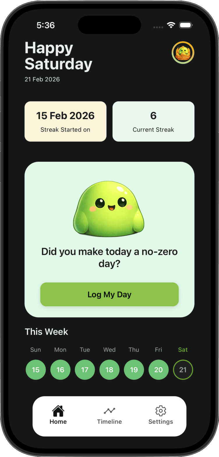 Hulo no-zero app home screen